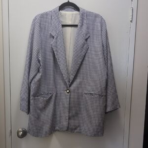 Scott Navy Checkered Blazer